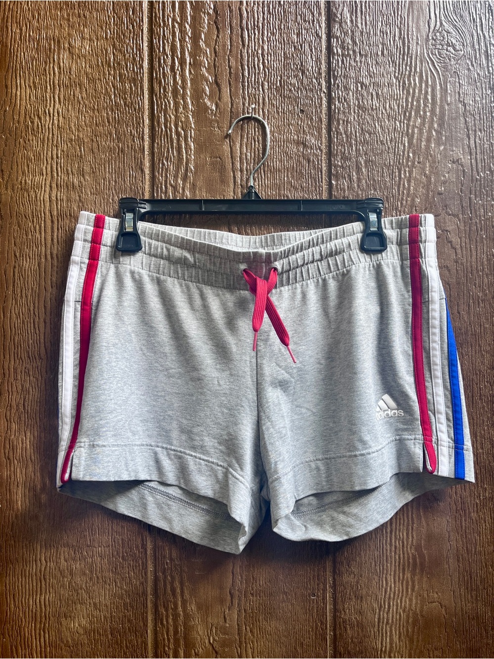 Adidas Gray Striped Shorts, Size Medium